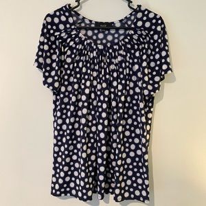 Navy blue polka dot top size L
